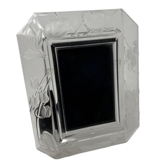 Vintage Frosted Tabletop Lead Crystal Photo Frame 10.75 x 8.75 (5x7") Circa 90s - Picture 5 of 5